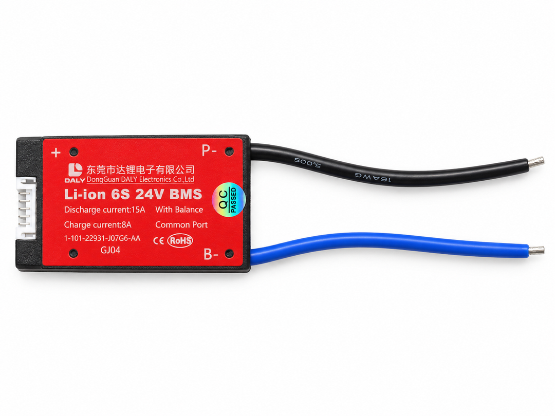 Daly 6S 24 V 15 A lithium-ion common-port BMS with balance leads