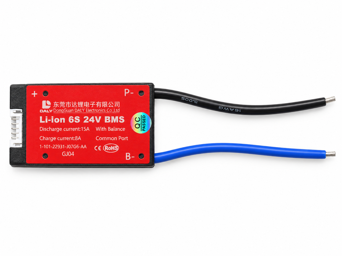 Daly 6S 24 V 15 A lithium-ion common-port BMS with balance leads